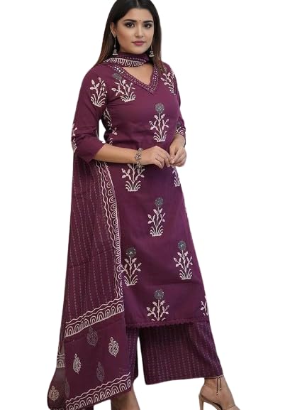 Soch Beautiful Pure Cotton Straight Kurti And Palazzo With Dupatta For Women