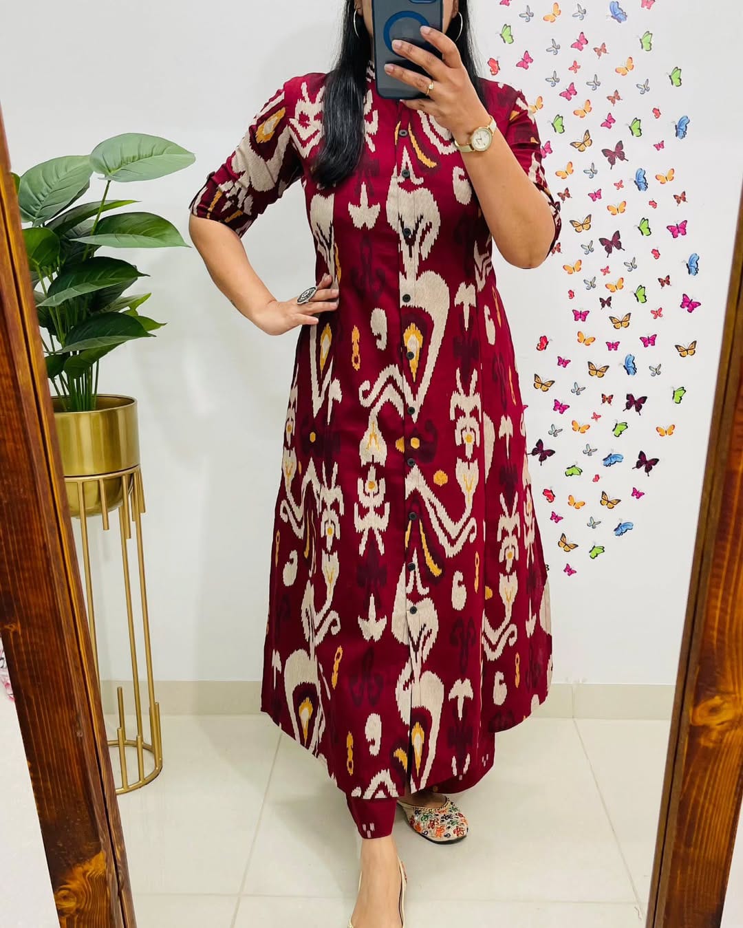 Soch Elegant Maroon Ikat Print Kurta Set
