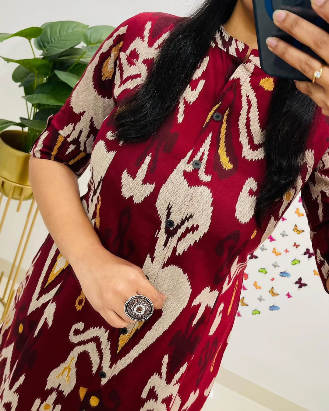 Soch Elegant Maroon Ikat Print Kurta Set