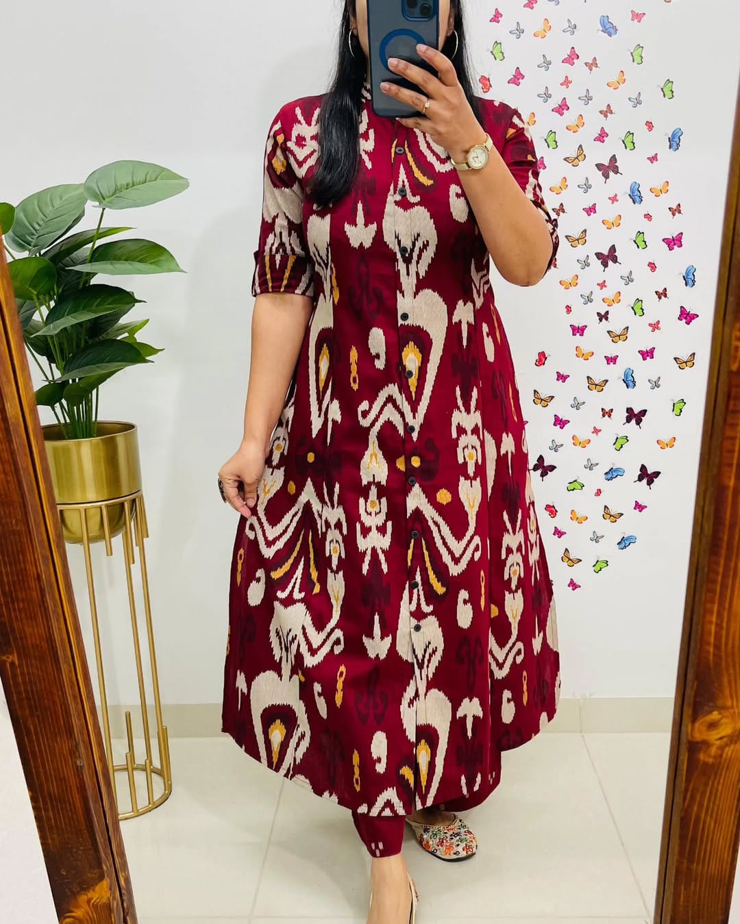 Soch Elegant Maroon Ikat Print Kurta Set