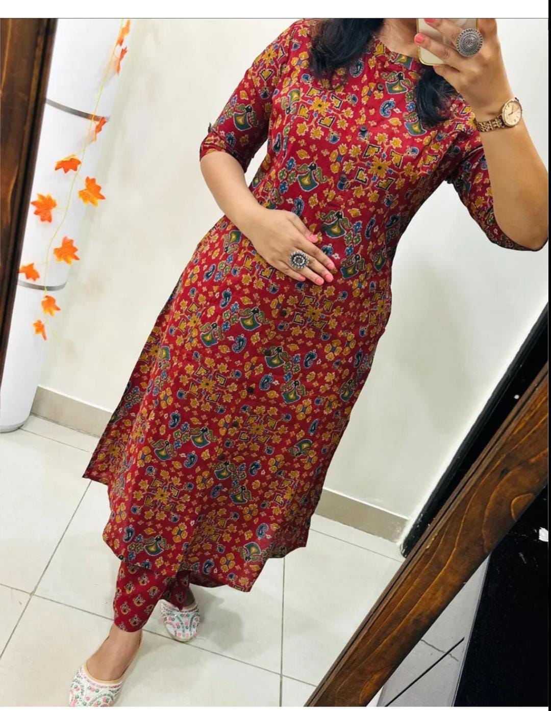 Soch Traditional Maroon Printed Straight Co Ord Set