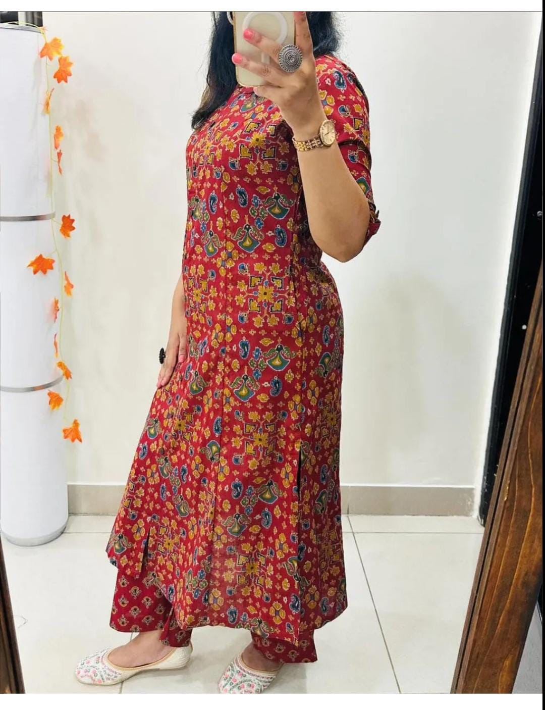 Soch Traditional Maroon Printed Straight Co Ord Set