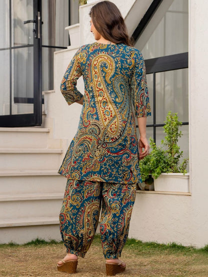Blue Paisley Printed Kurta