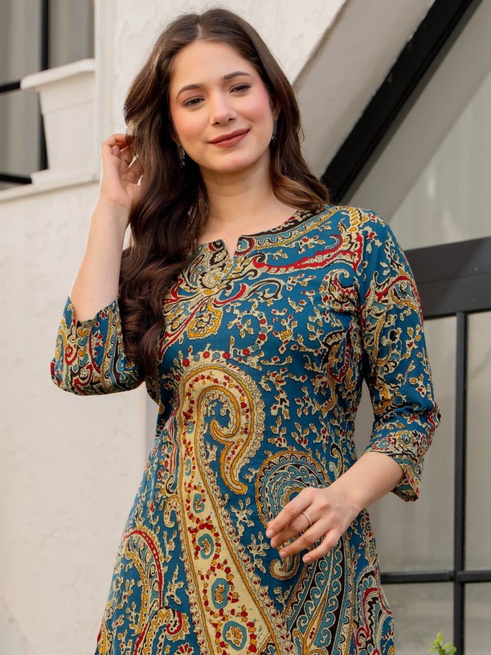 Blue Paisley Printed Kurta