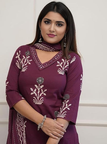 Soch Beautiful Pure Cotton  Straight Kurti And Palazzo With Dupatta For Women