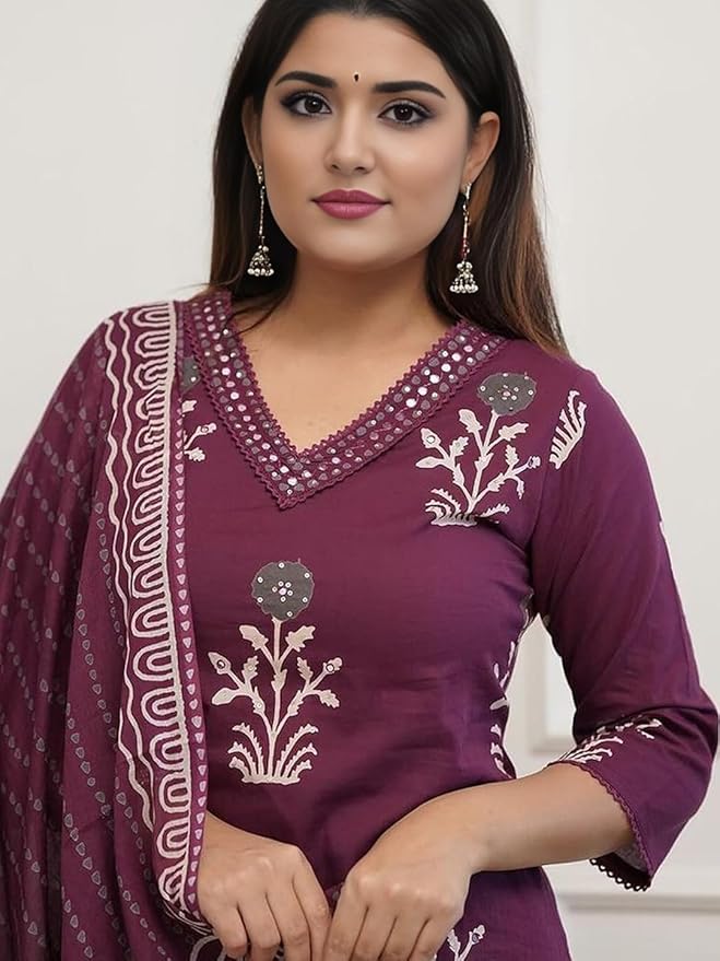 Soch Beautiful Pure Cotton  Straight Kurti And Palazzo With Dupatta For Women