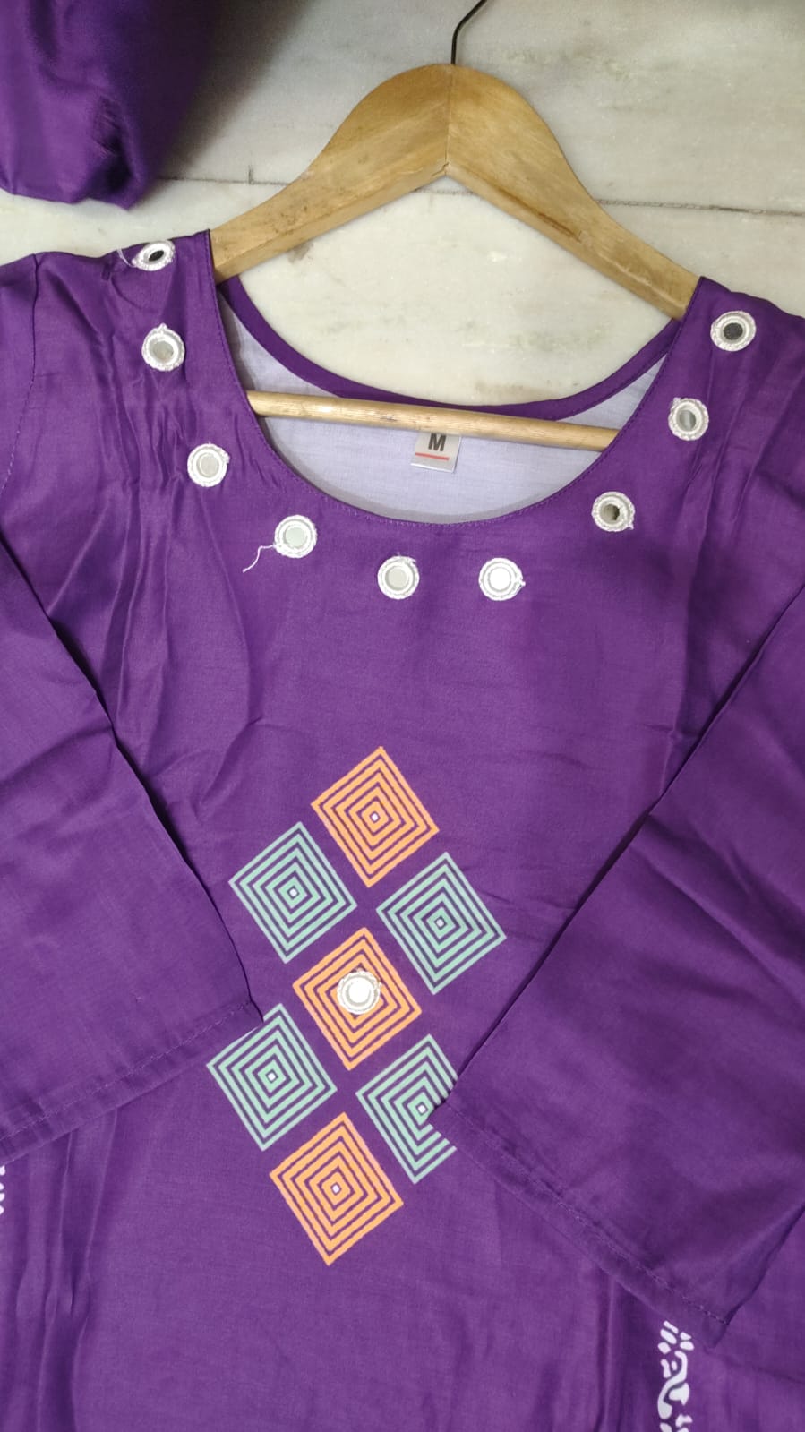 Vibrant Purple Printed Cotton Suit Set with Dupatta