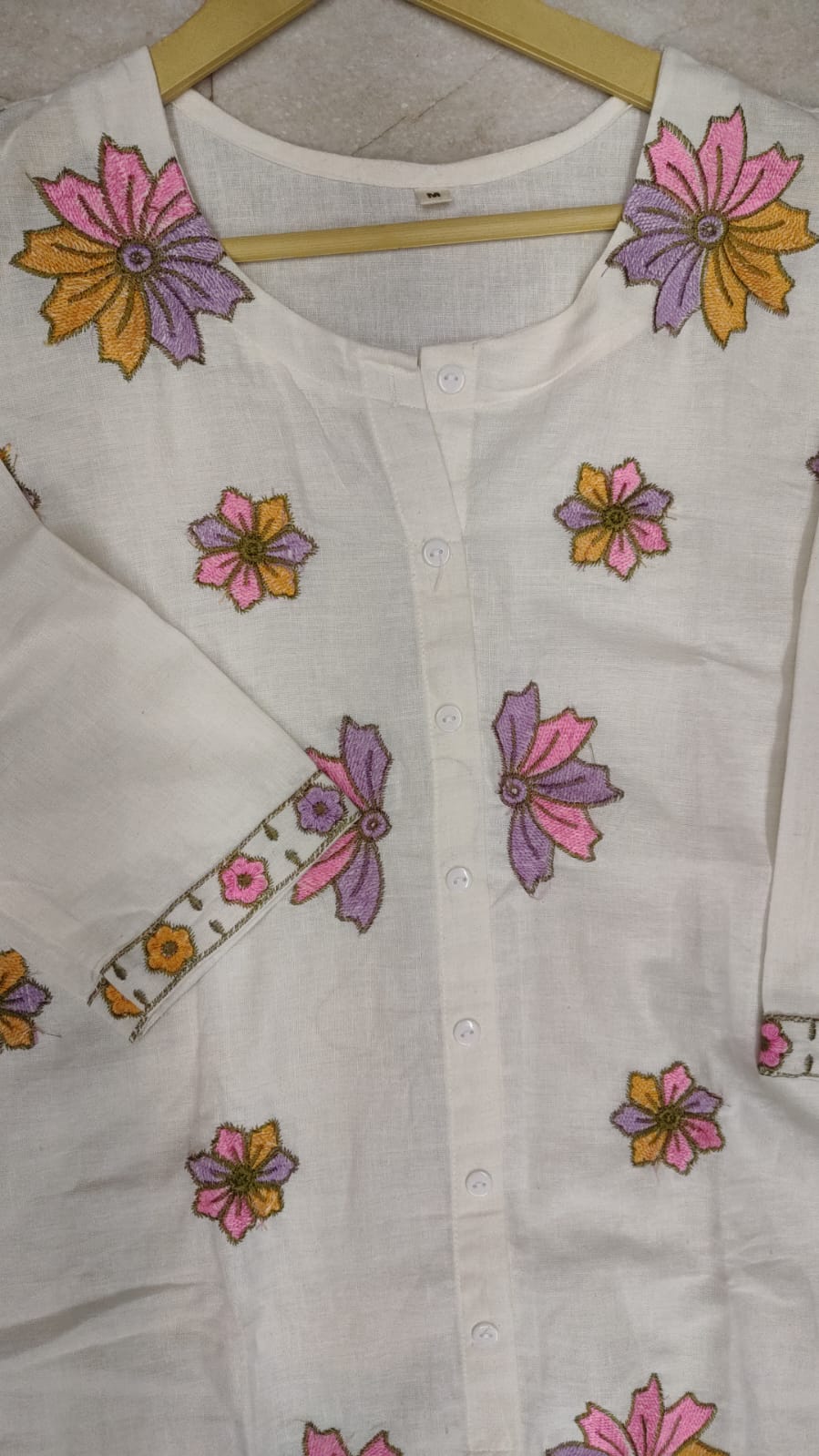 Off-White Floral Embroidered Co-Ord Set