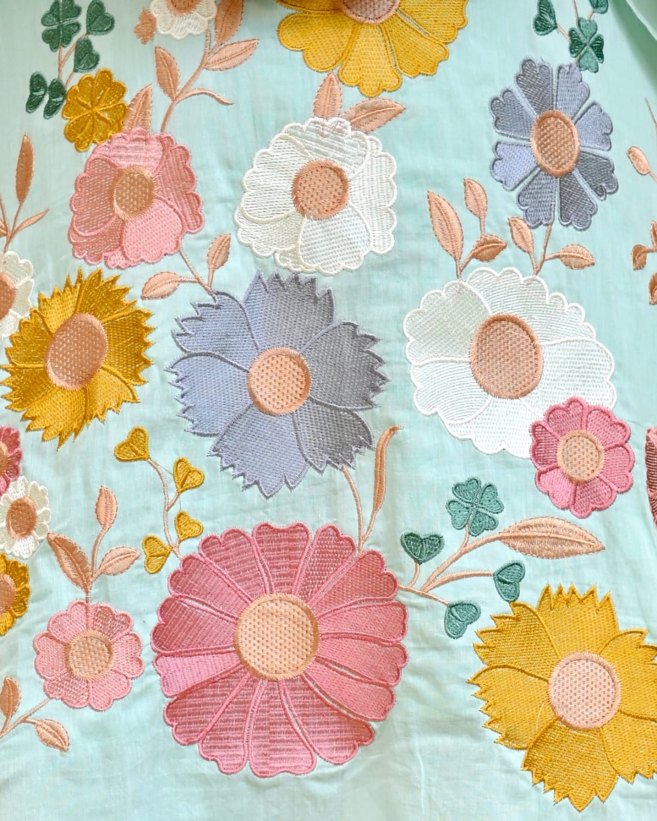 Mint Green Floral Embroidered Co-Ord Set