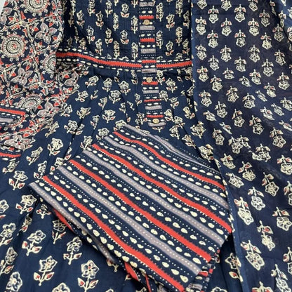 Elegant Hand-Block Printed Pure Cotton Suit Set with Dupatta