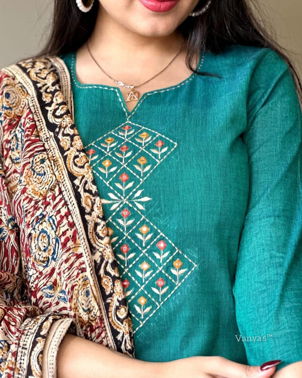 Soch Pure Handloom South Cotton Hand Printed Chitrkari Dupatta And Pant