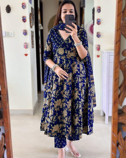 Soch Anarkali Kurta set with Angrakha Style For Women( Blue )