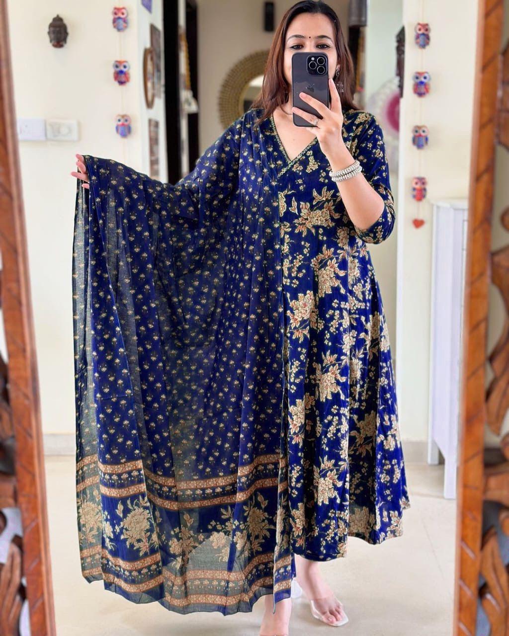 Soch Anarkali Kurta set with Angrakha Style For Women( Blue )