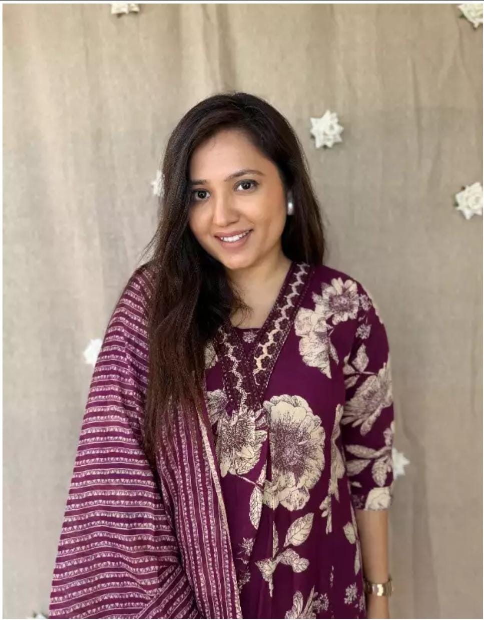 Soch Printed Cotton Anarkali Kurti With Plazo And Mulmul Dupatta