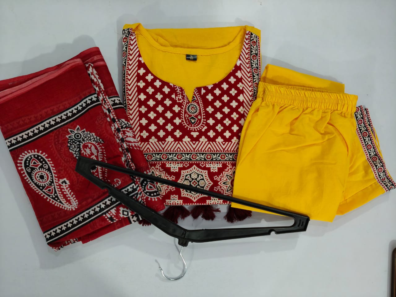 Soch Traditional Mustard Yellow Kurta Set with Ajrak Dupatta