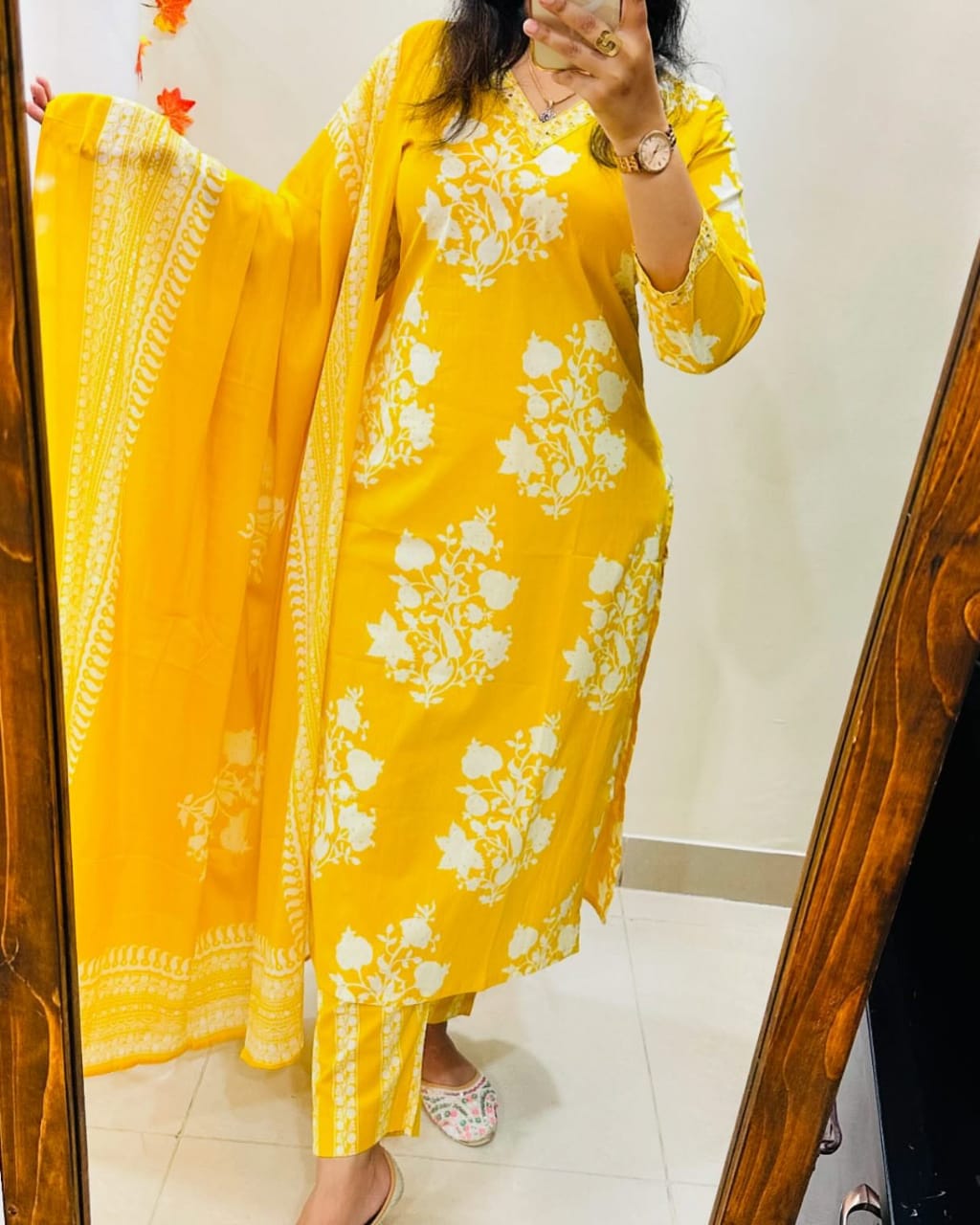 Soch Radiant Yellow Ethnic Ensemble with White Floral Embroidery