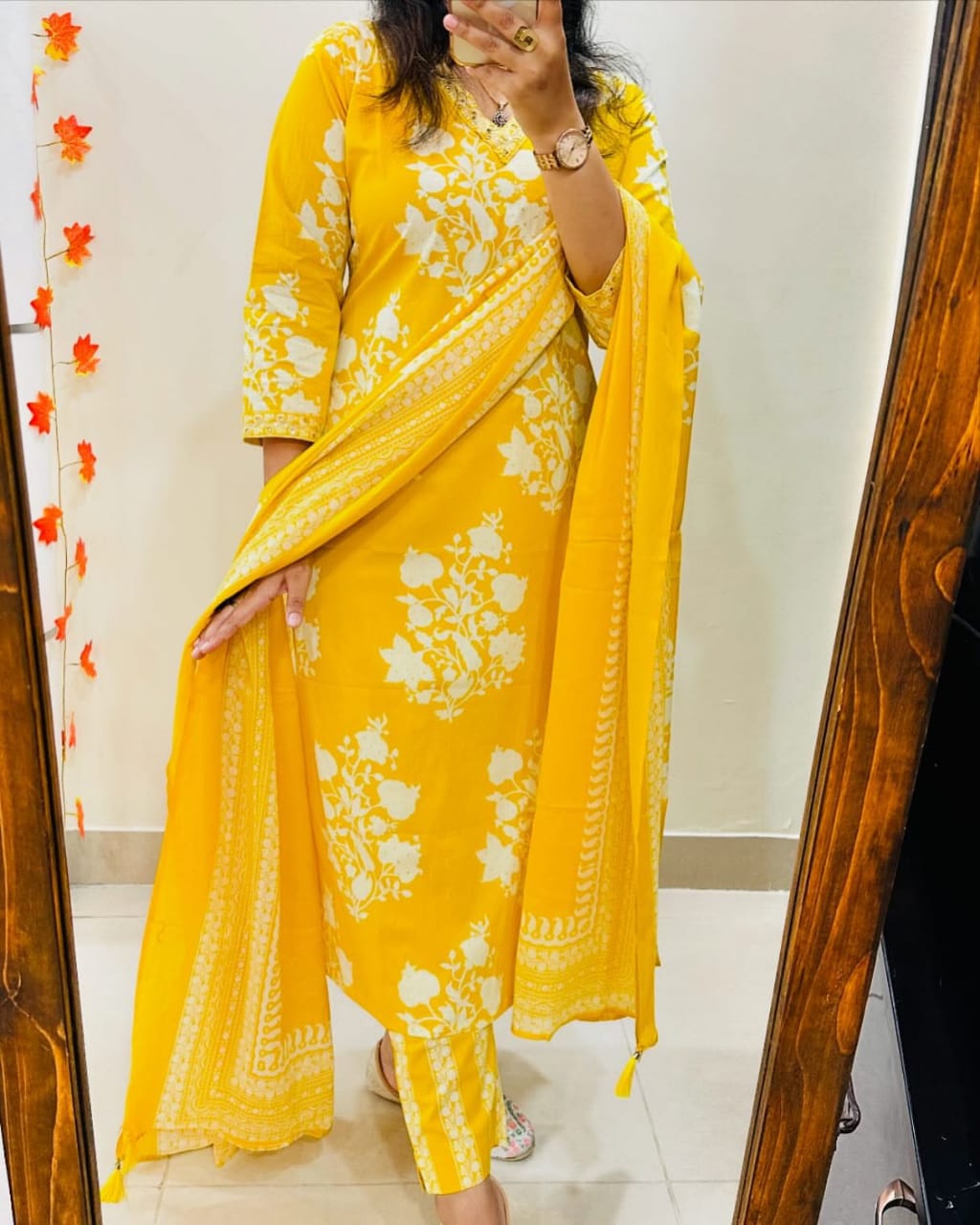 Soch Radiant Yellow Ethnic Ensemble with White Floral Embroidery