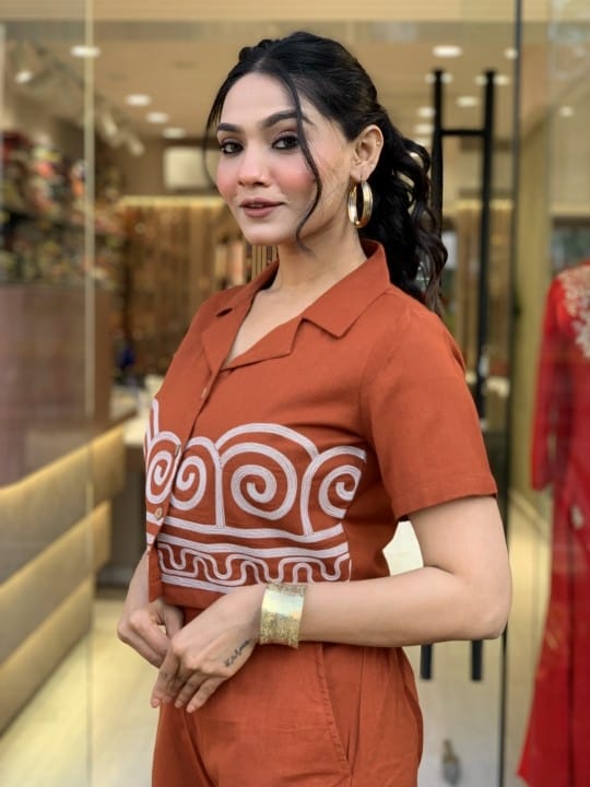 Women's Beautiful Stylish Embroidered Cotton Co ord Set