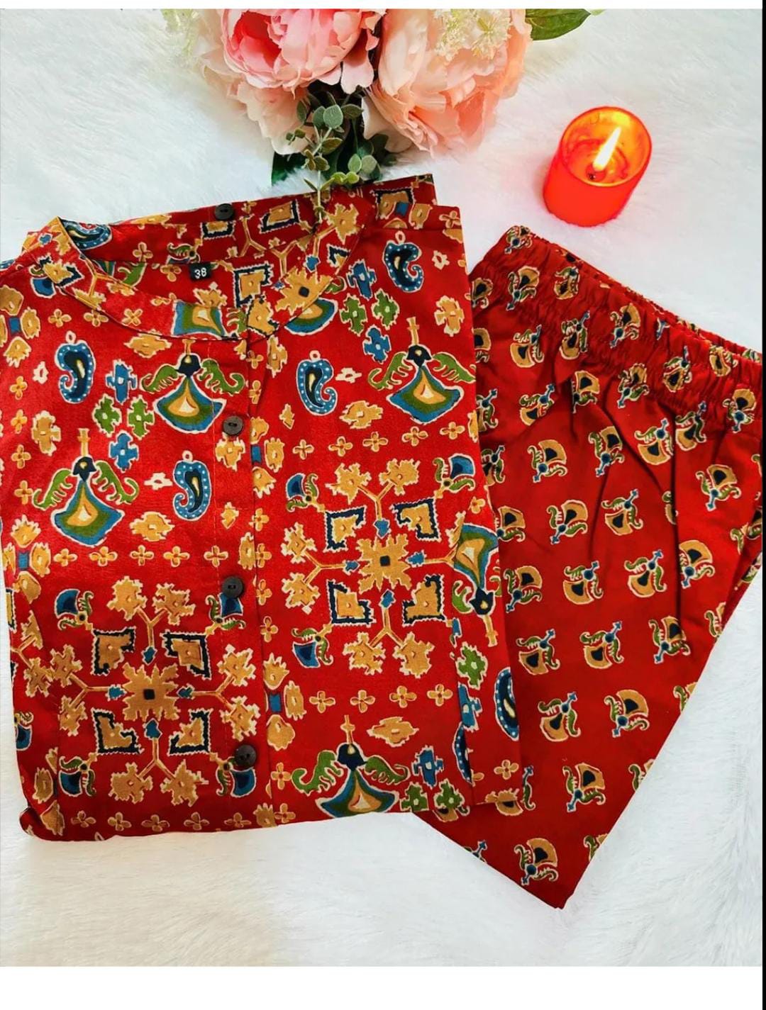 Soch Traditional Maroon Printed Straight Co Ord Set