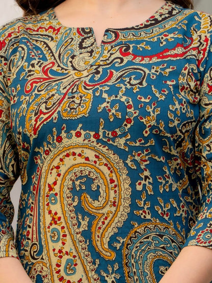 Blue Paisley Printed Kurta